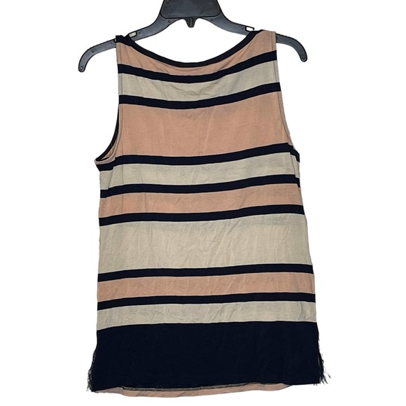 Ann‎ Taylor Women's Tiered Fringe Tank Top Striped Flapper Retro Mod Size Small - Picture 8 of 8